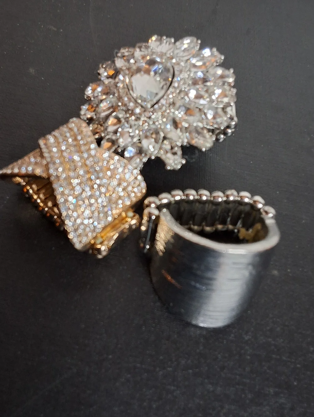 Sparkly Rhinestone Crystal Stretch Ring Bundle Statement Jewelryk
